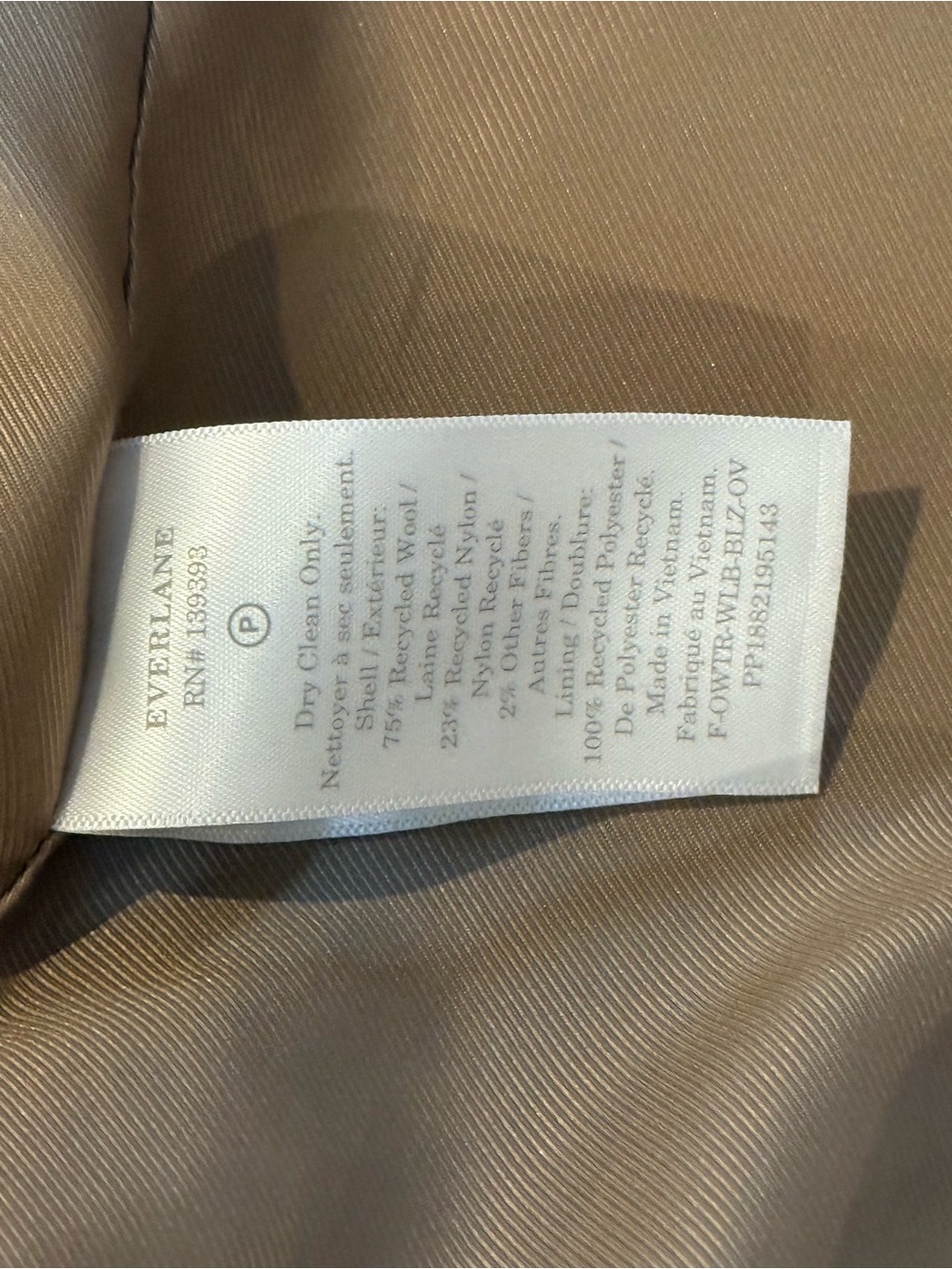 Everlane Tan Wool-Blend Single-Breasted Blazer - Picture 5 of 7